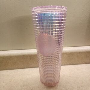 New Starbucks Holiday 2020 Pink Grid Studded Disco Tumbler 24 Oz No Straw